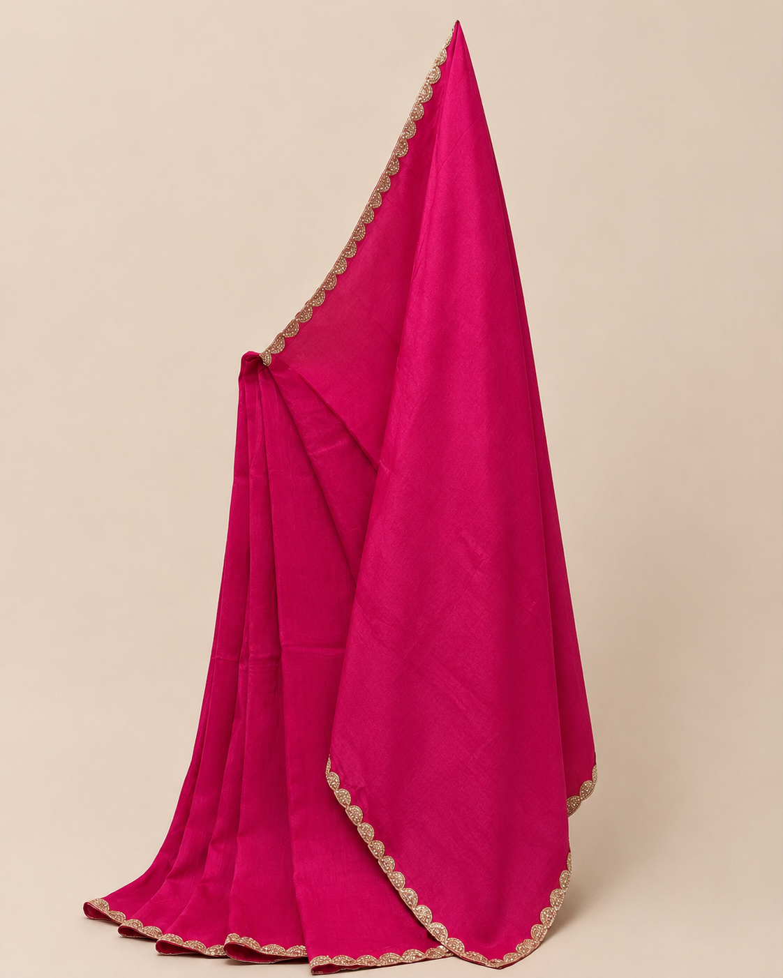 Magenta Saree with Pearl & Stone Lace