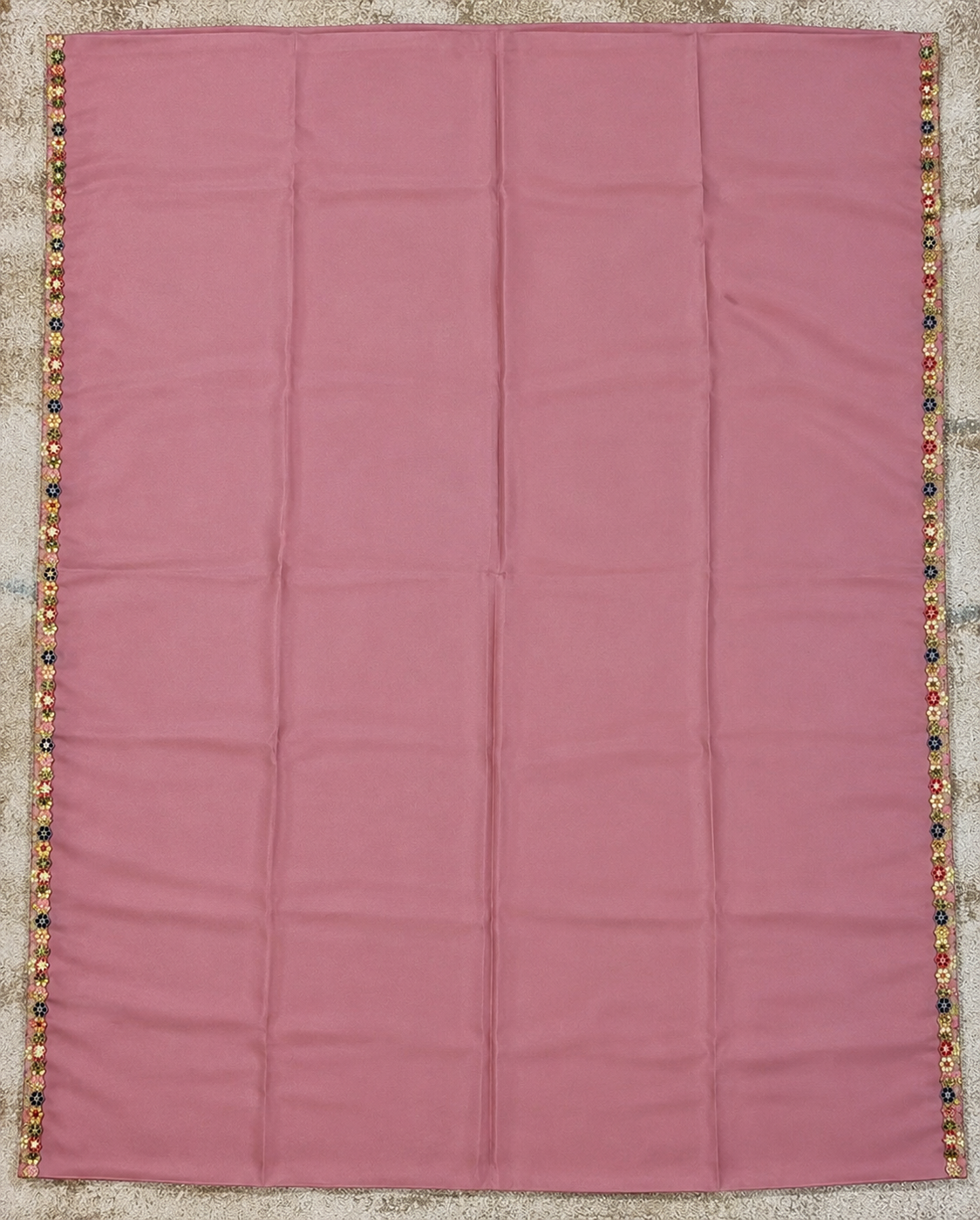 Dusty Rose Satin Saree with Flower Lace