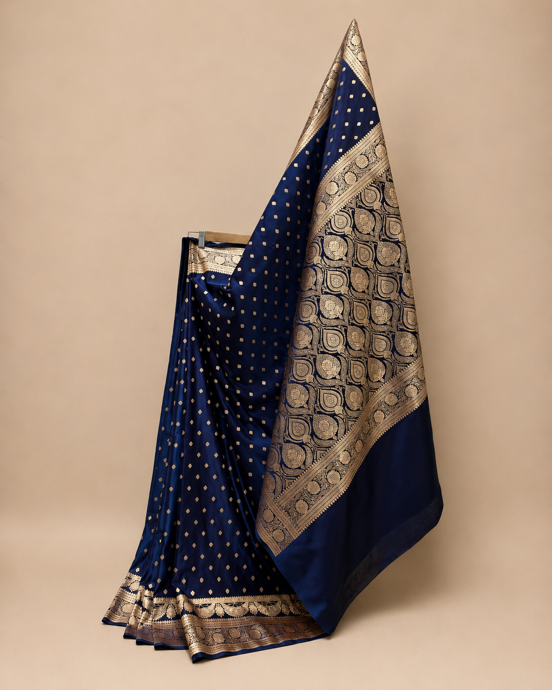 Dark Blue Banarasi Zari Work Saree