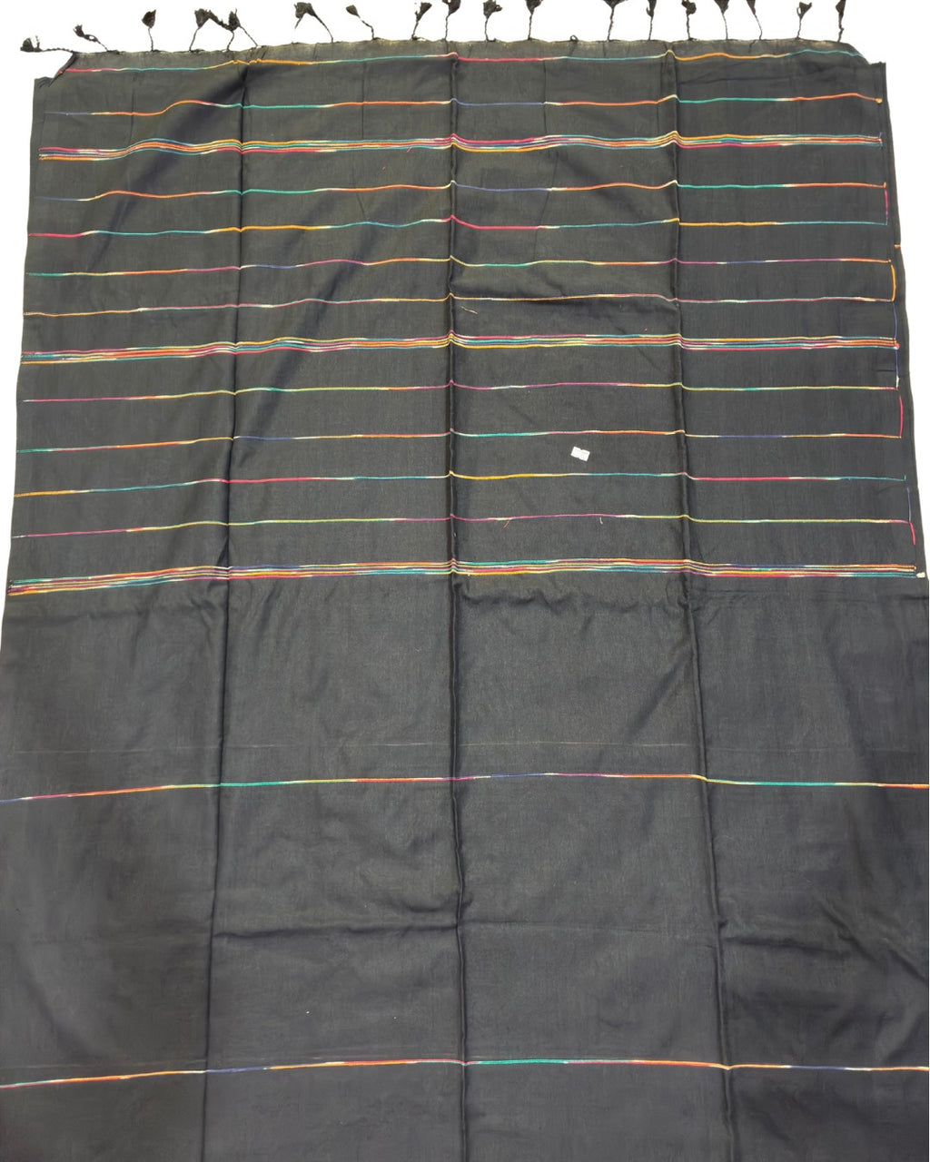 Black Khadi with Multicolour Stripes