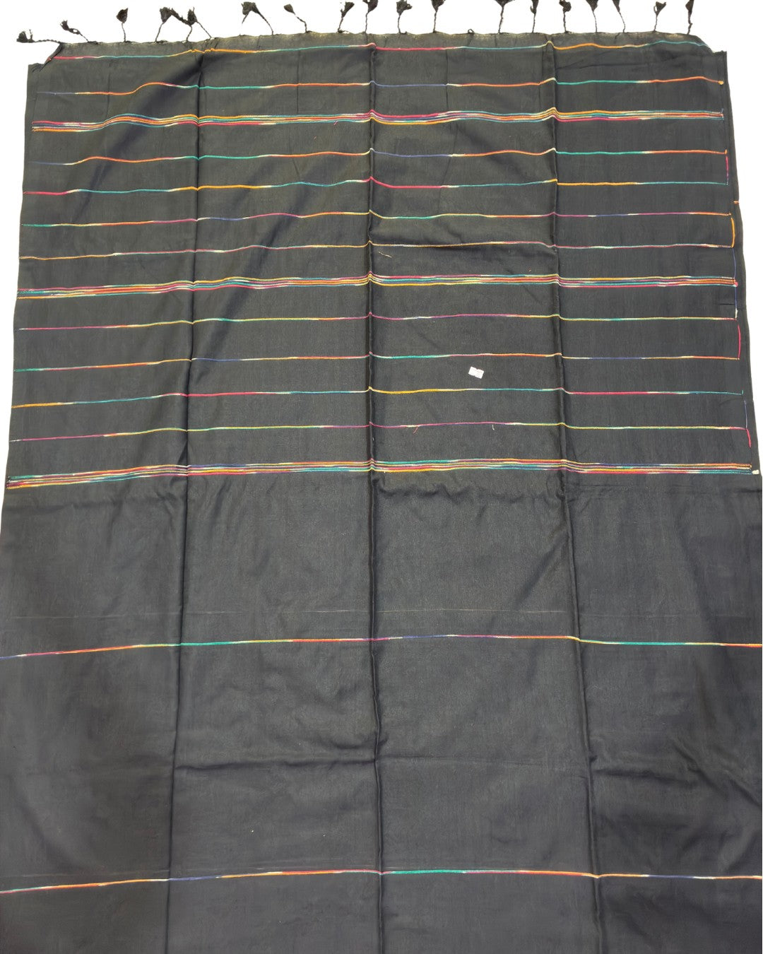 Black Khadi with Multicolour Stripes