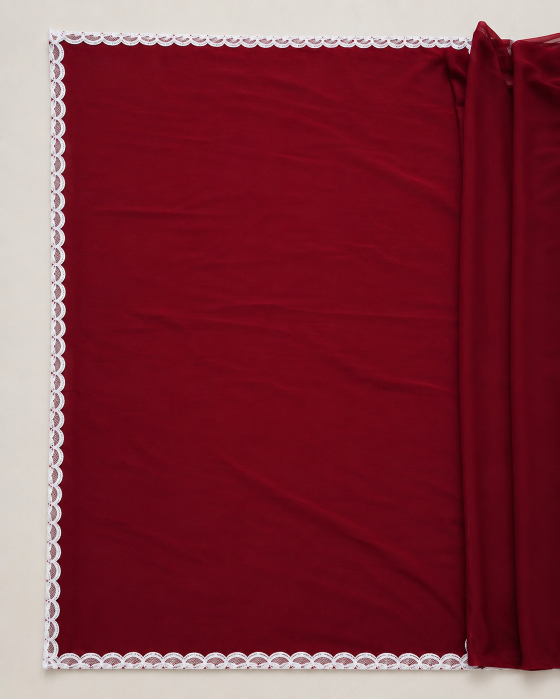 Maroon Gorgette Saree with white Pearl Border