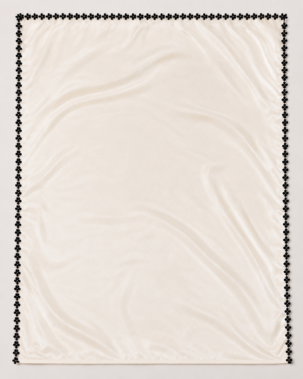 Ivory Satin Saree with Black Flower Lace
