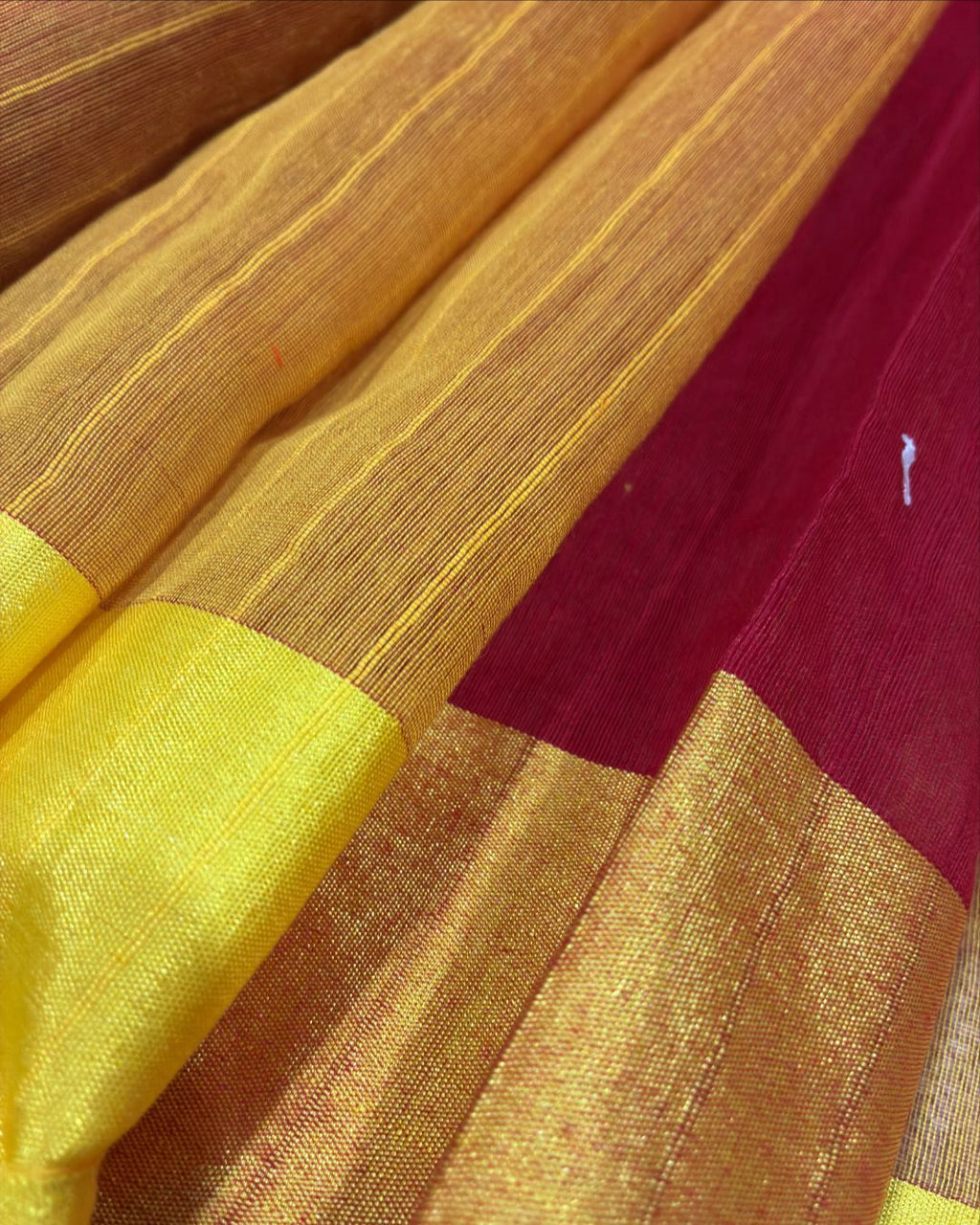 Rani Pink Dola Saree with Yellow Border