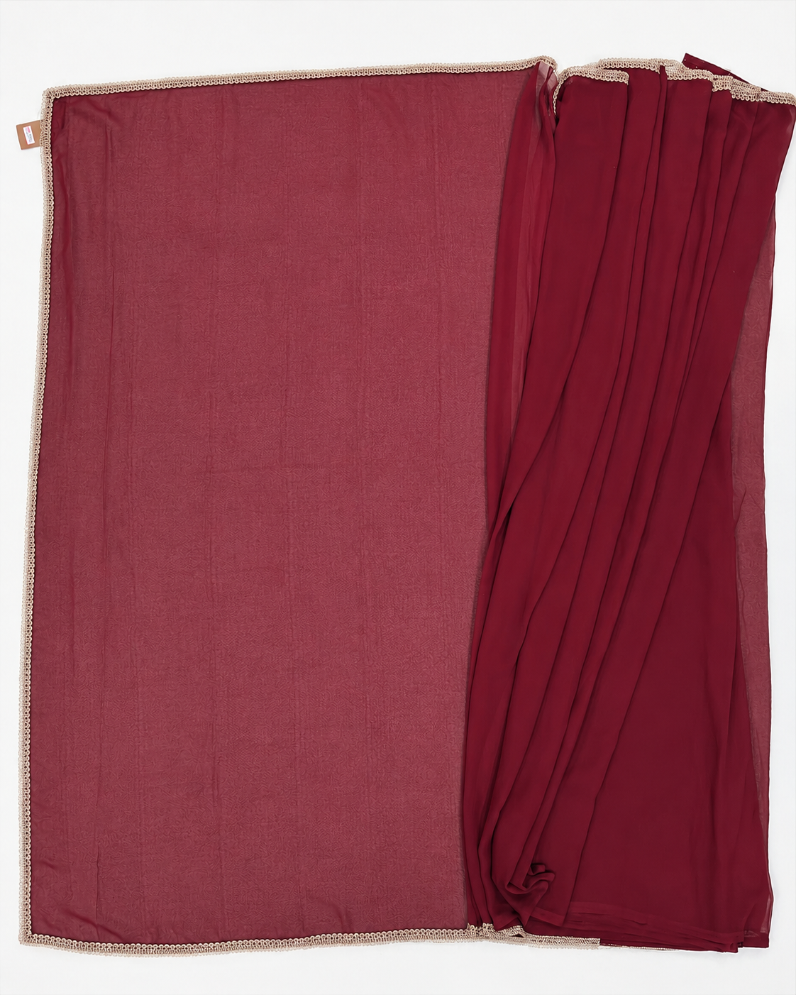 Maroon Georgette Saree with Rose Gold Border