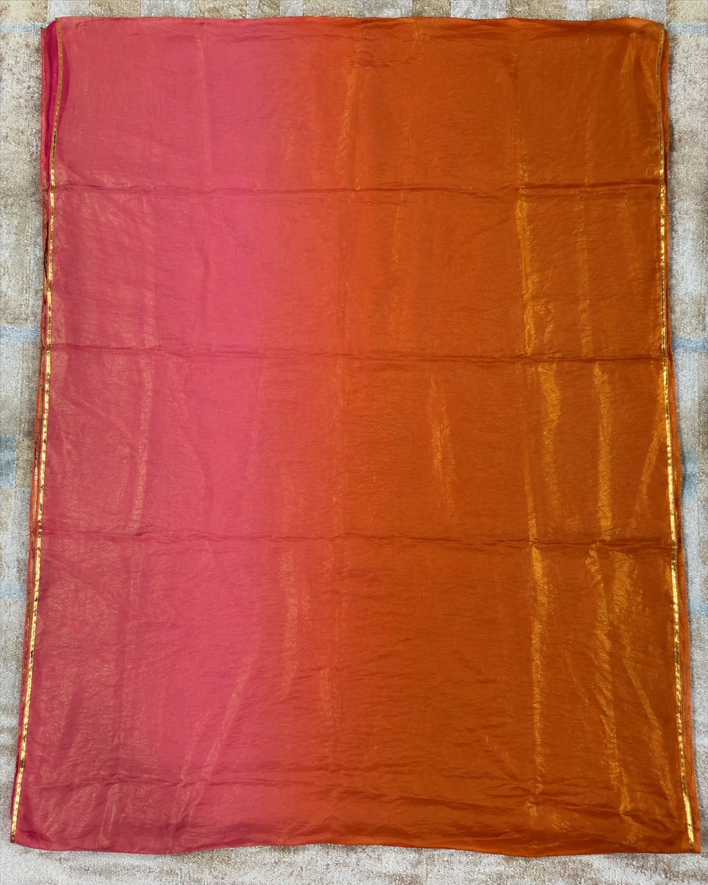 Silk Two-Tone Saree – Sunset Elegance