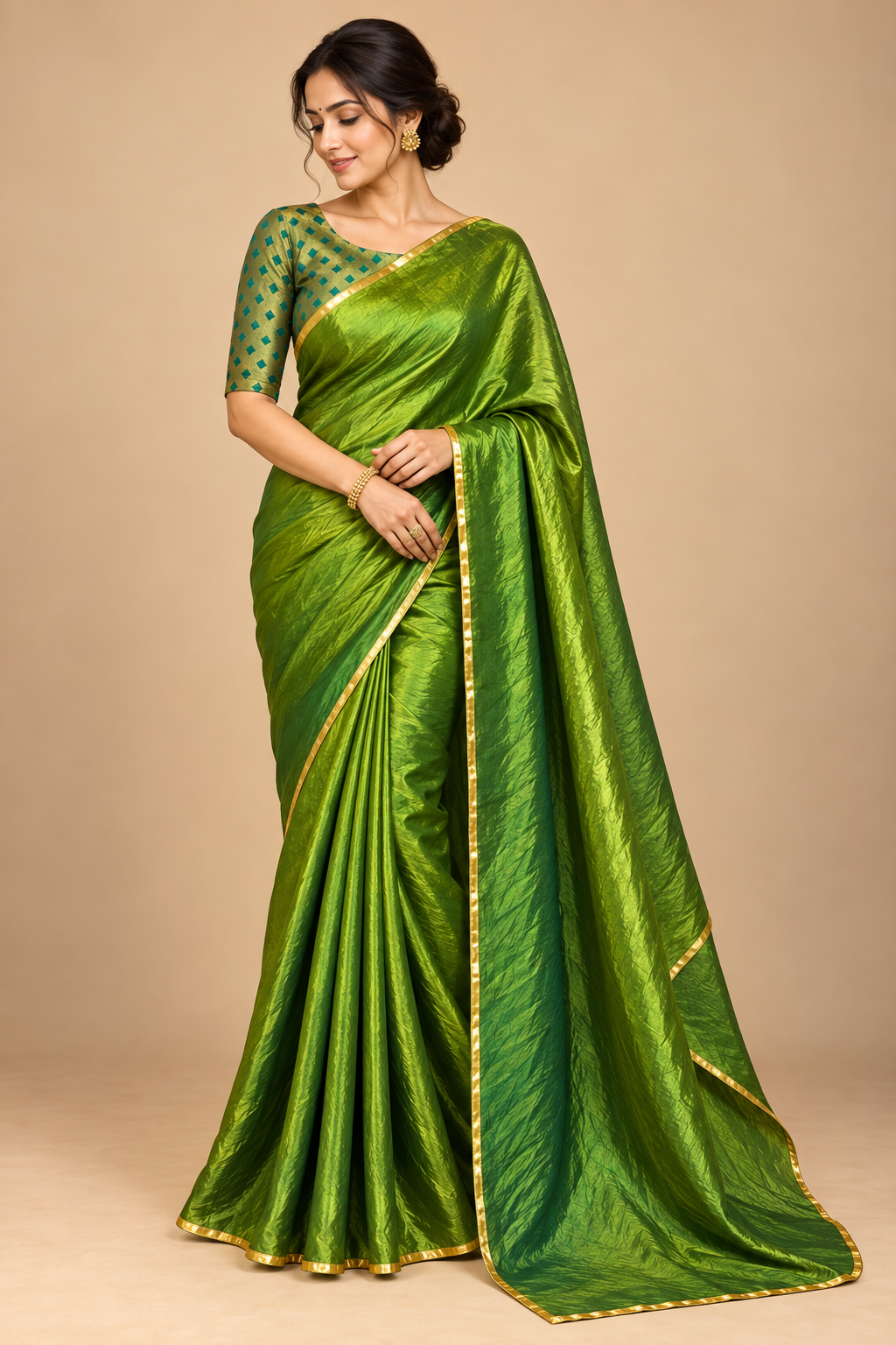 Meadow Elegance Two-Tone Saree