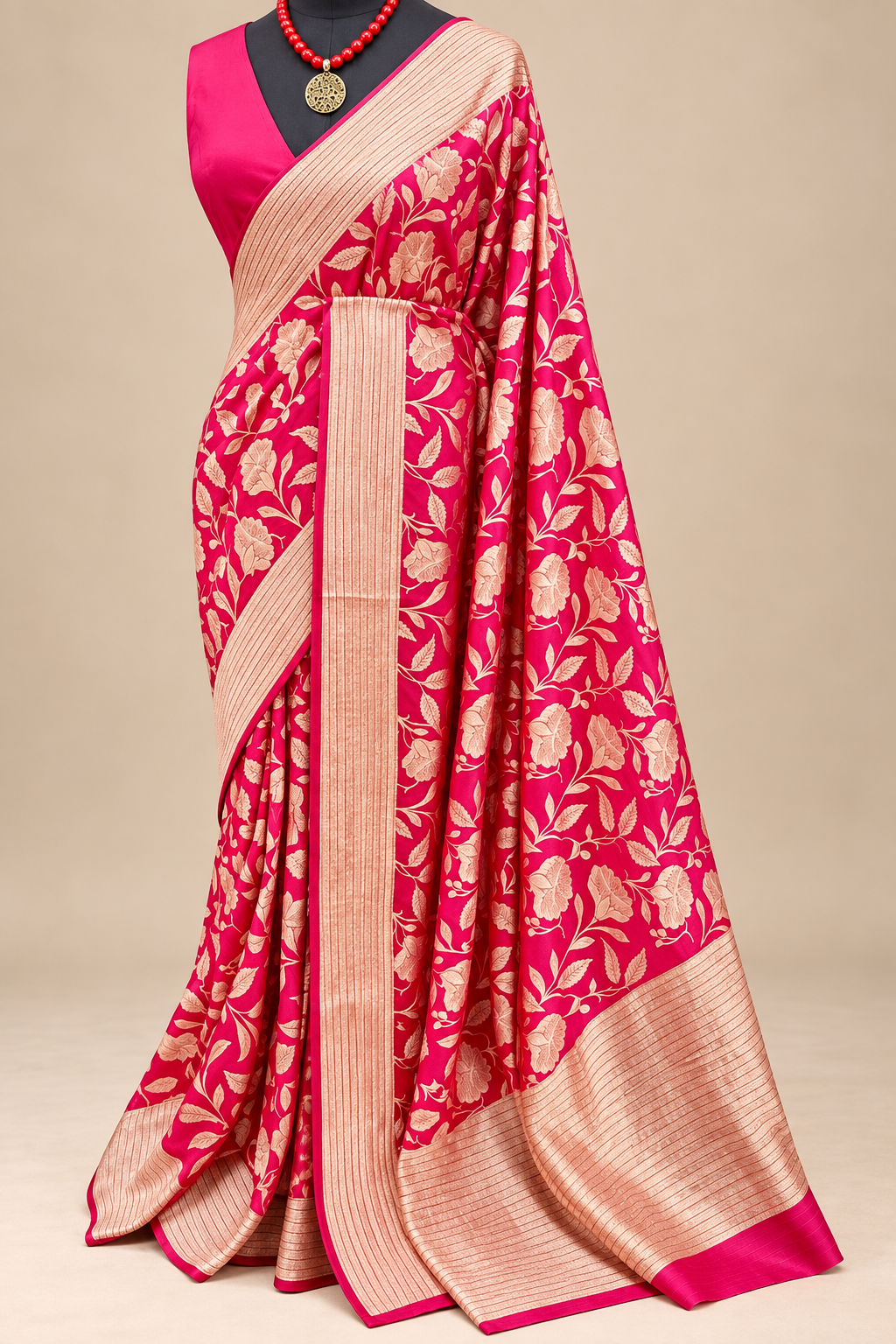 Magenta Crepe Silk Saree