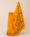 Light Orange Organdi Stitch Pure Cotton Saree