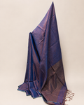 Periwinkle Blue Linen Tissue Saree with Gold Pallu