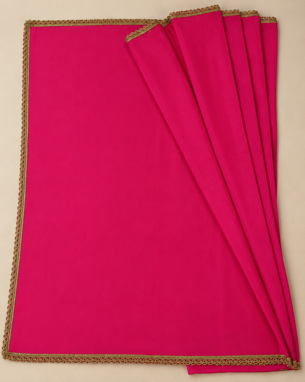 Bright Fuchsia Saree with Golden Lace