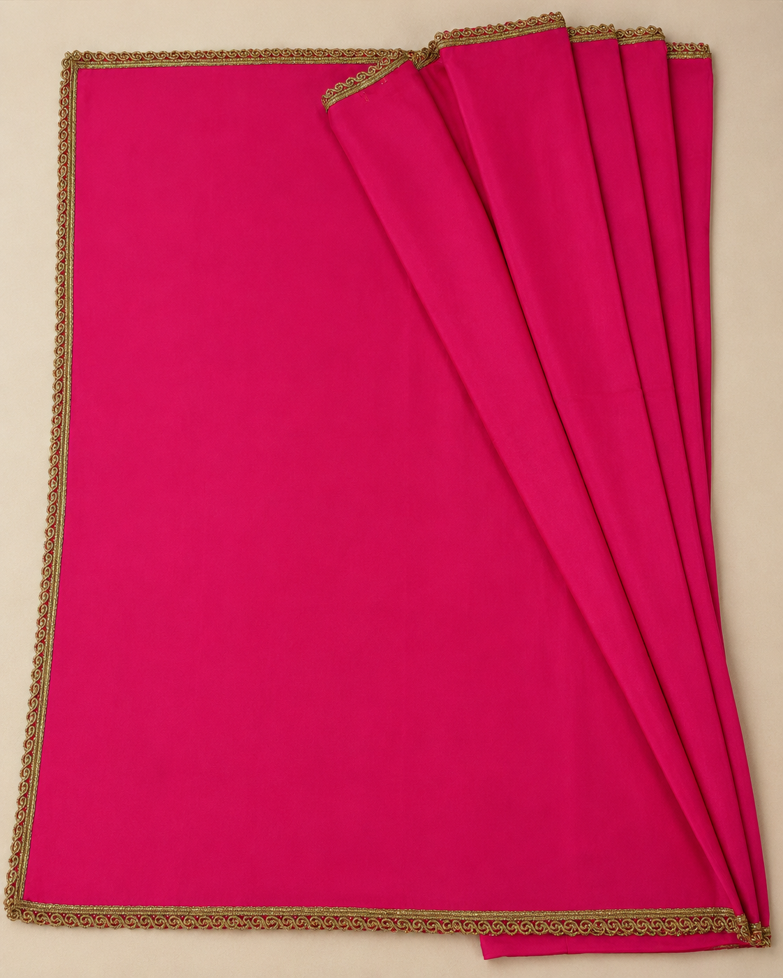 Bright Fuchsia Saree with Golden Lace