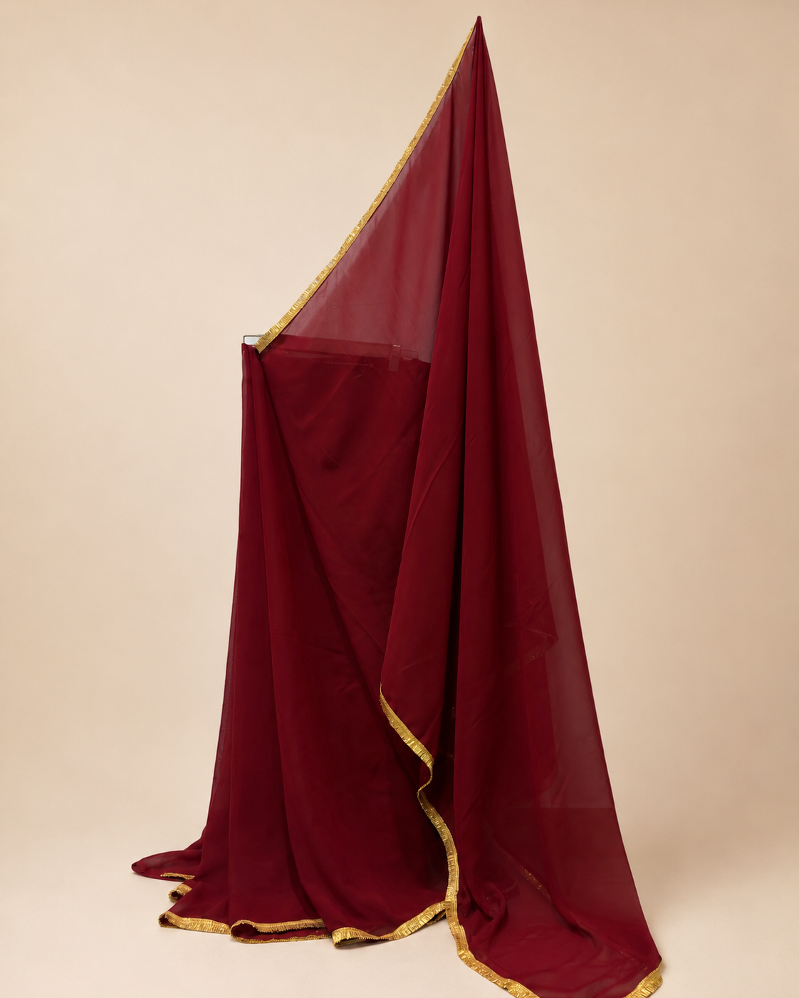 Maroon Georgette Saree with Golden Border