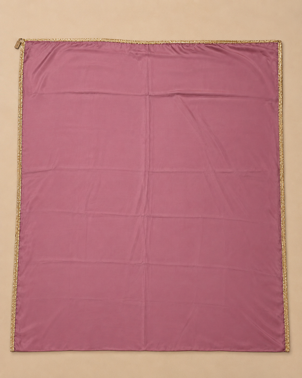 Dusty Rose Satin Saree with Golden Lace