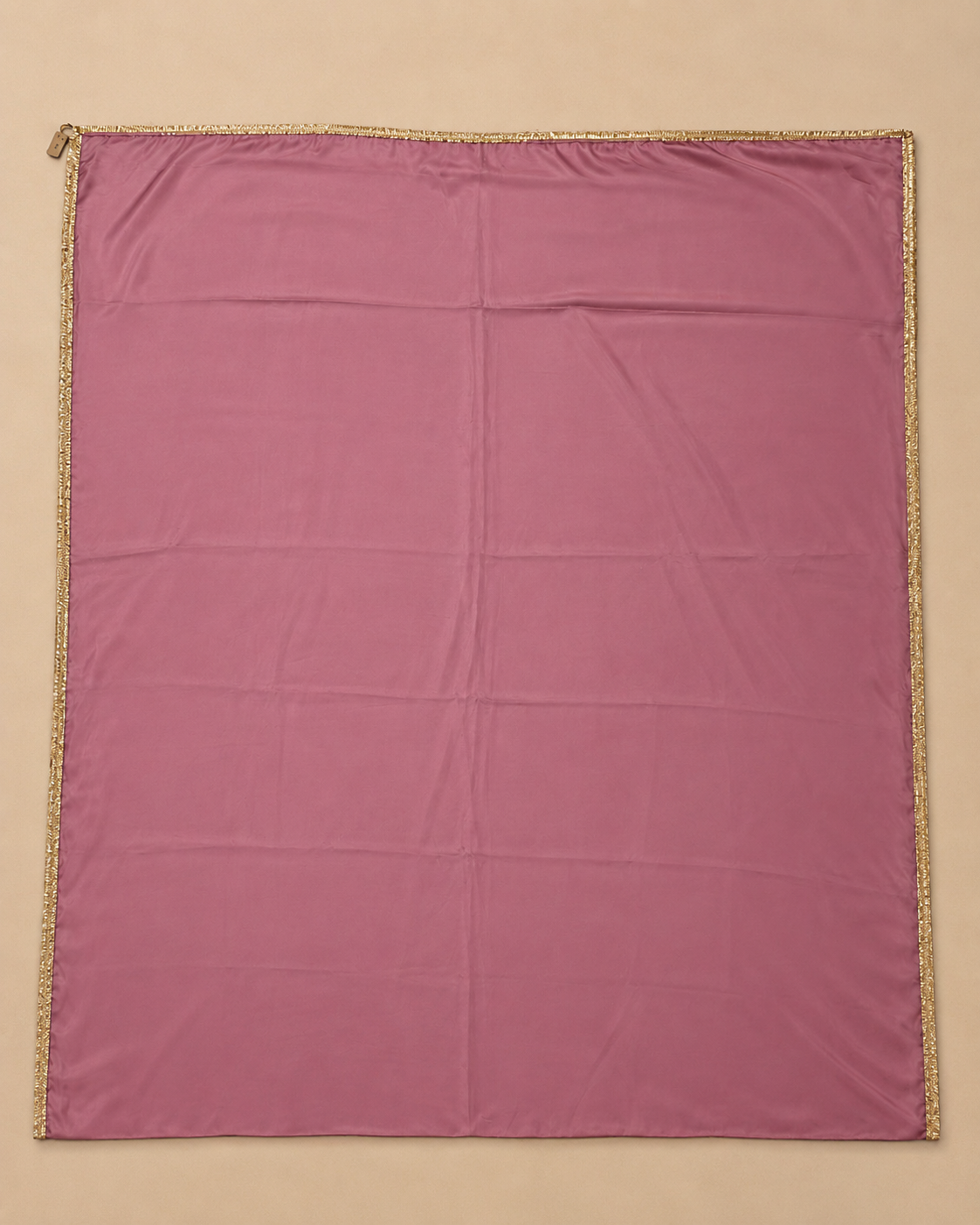 Dusty Rose Satin Saree with Golden Lace