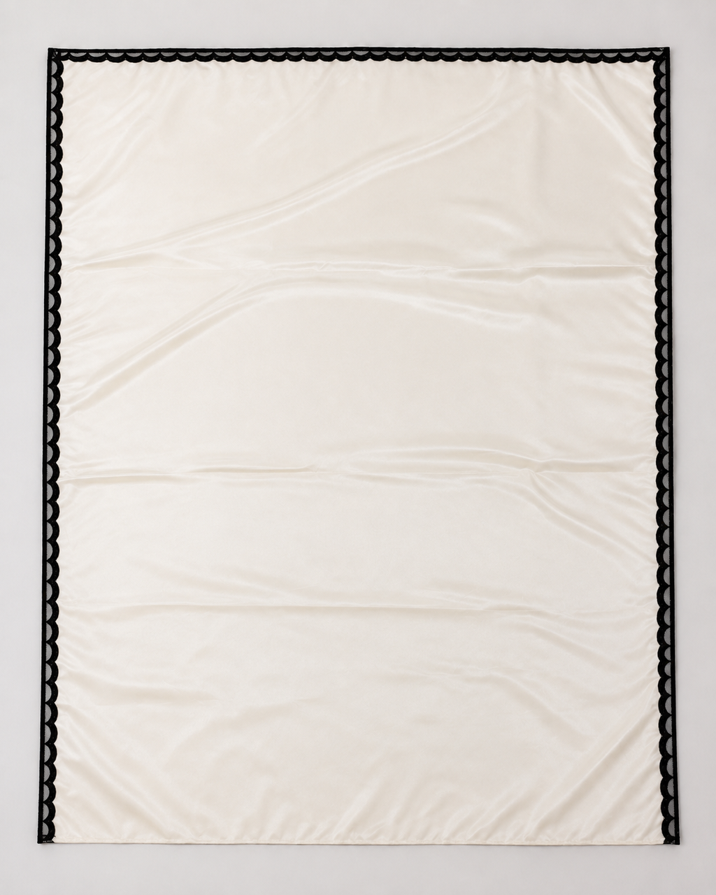 Off White Satin Saree with Black Pearl Lace