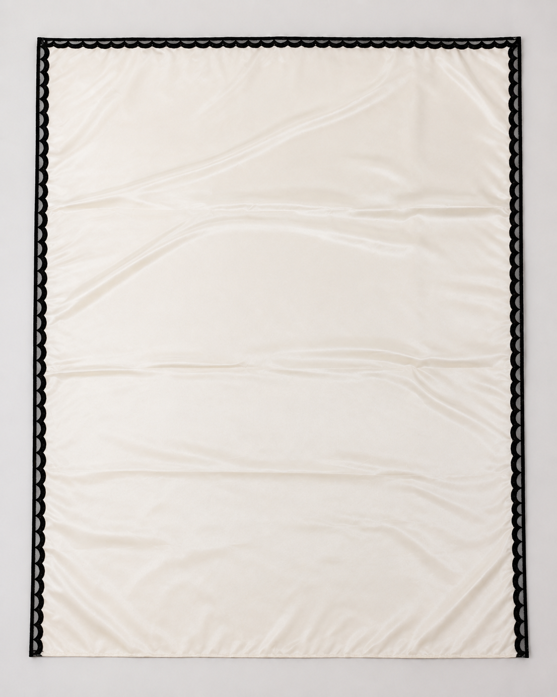 Off White Satin Saree with Black Pearl Lace