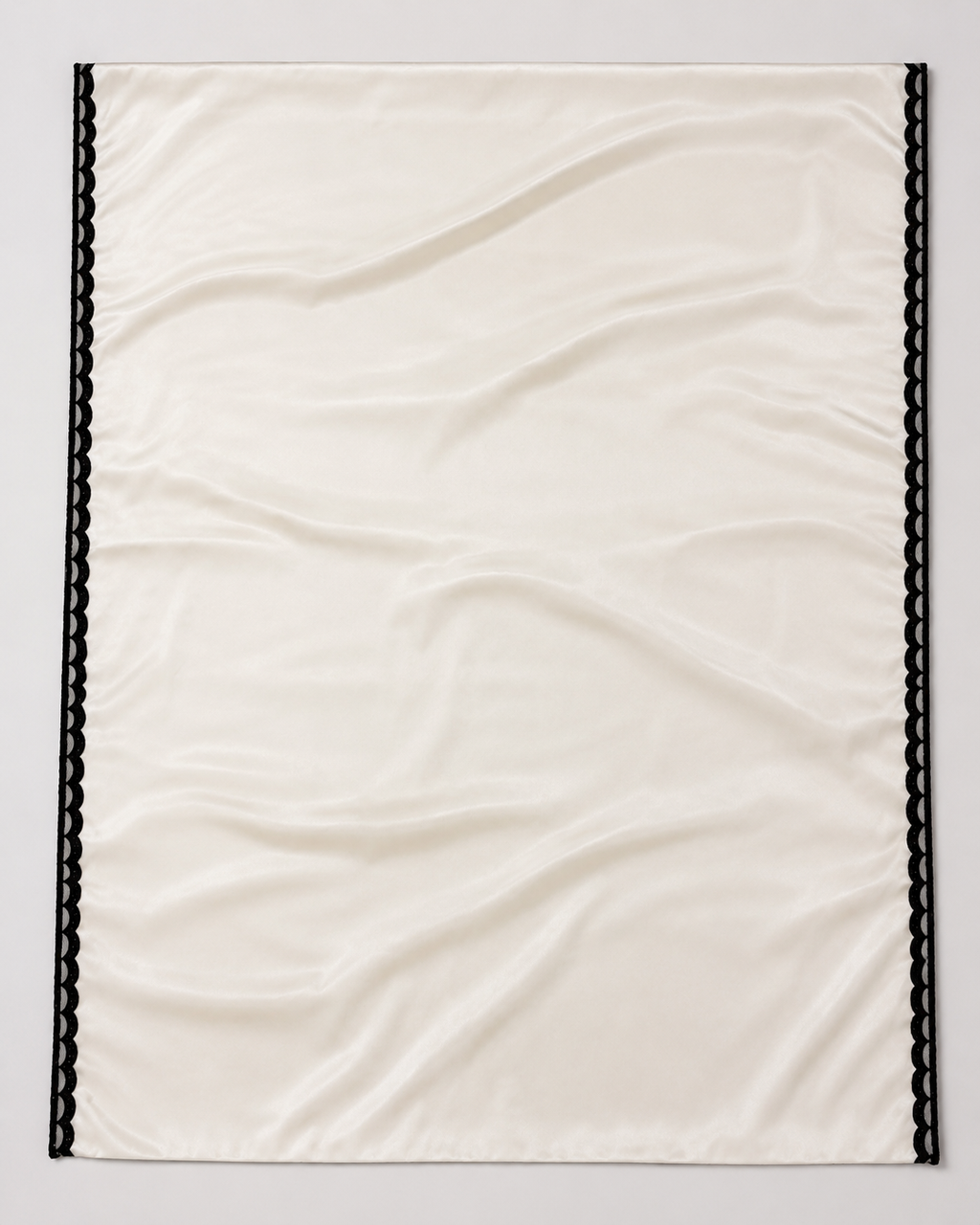 Off White Satin Saree with Black Pearl Lace