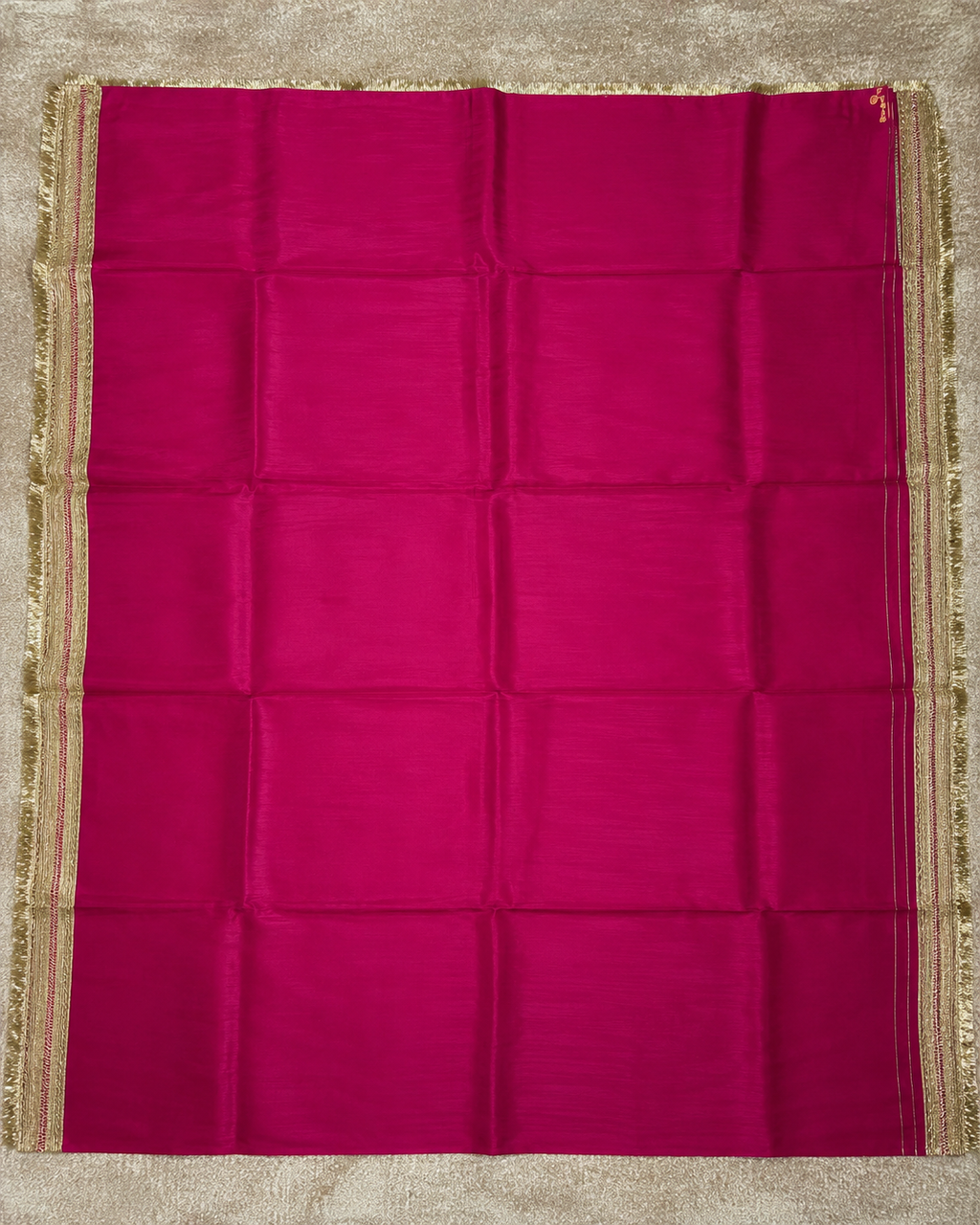 Magenta Saree with Broad Golden Lace
