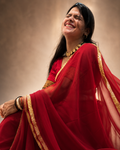 Maroon Georgette Saree with Golden Border