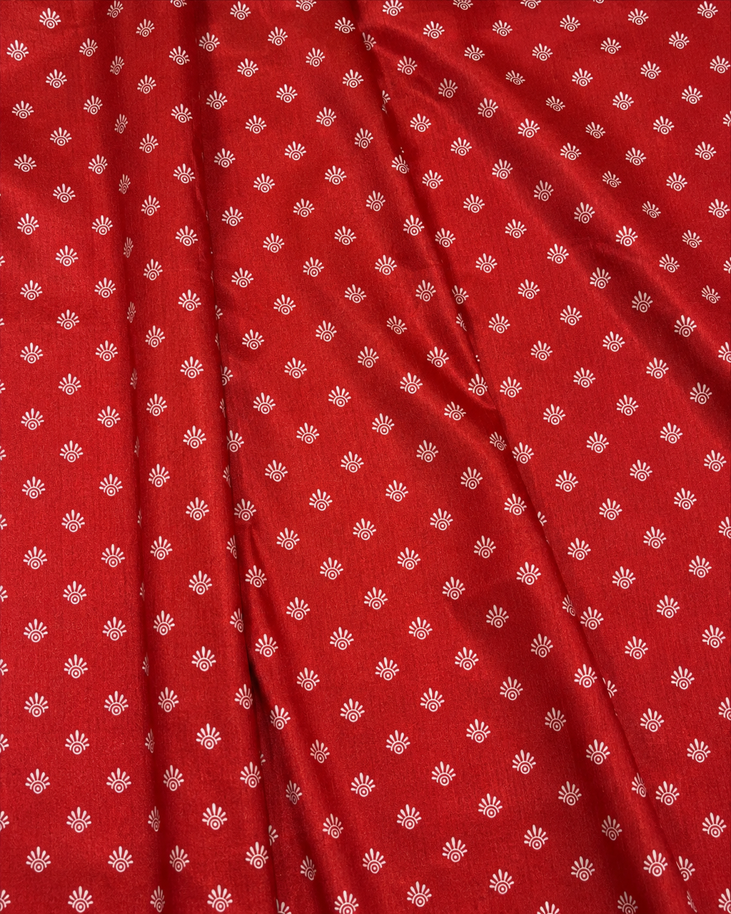 Vermillion Red Tussar Silk Saree with Folk Art Motifs