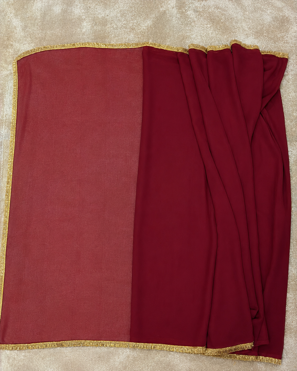 Maroon Georgette Saree with Golden Border