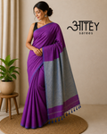 Royal Purple Color Khadi Saree