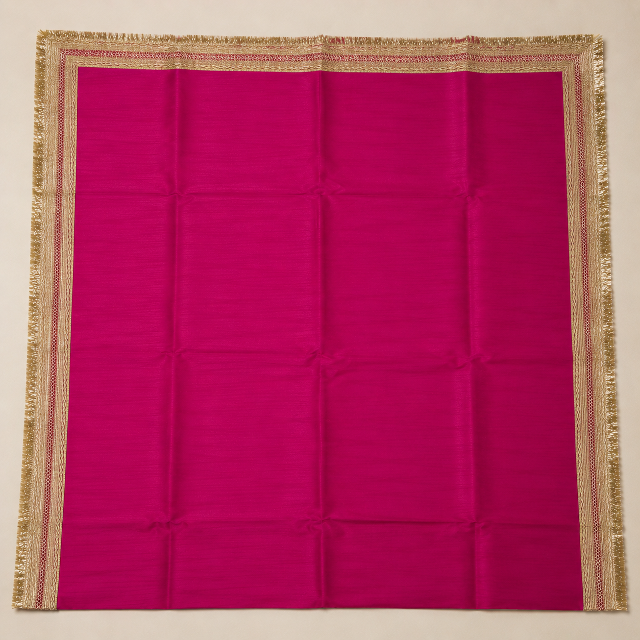 Magenta Saree with Broad Golden Lace