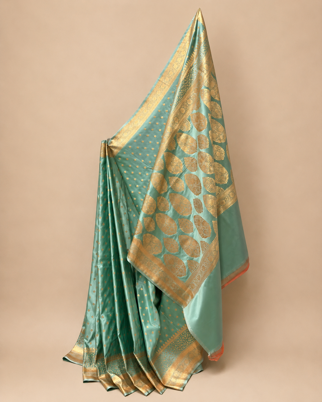 Aqua Green Banarasi Zari Work Saree