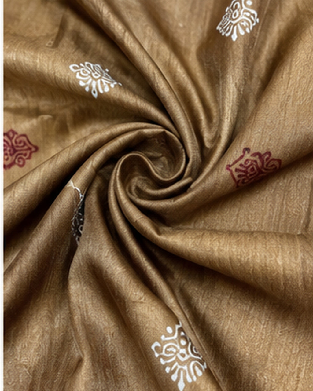 Beige Gold Tussar Silk Saree with Folk Art Motifs