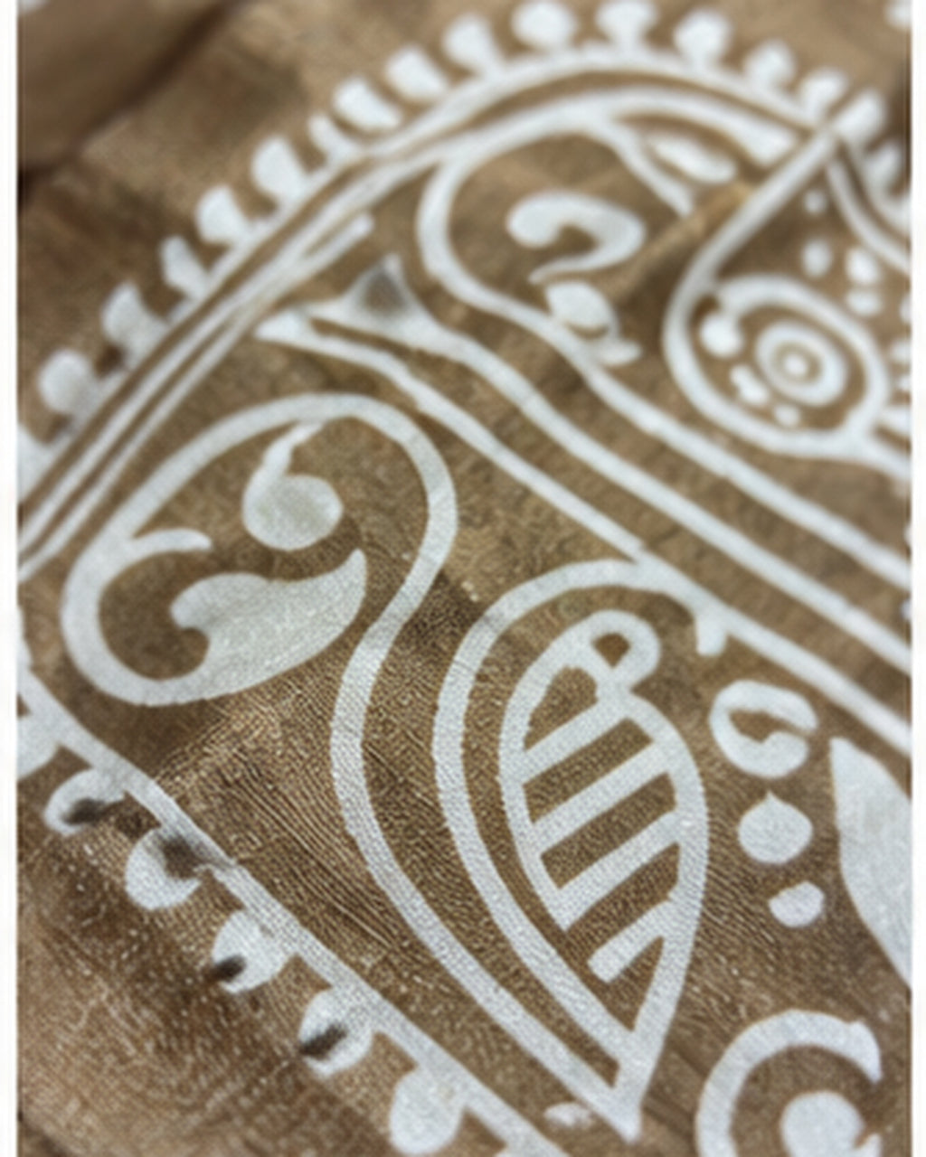 Beige Gold Tussar Silk Saree with Folk Art Motifs