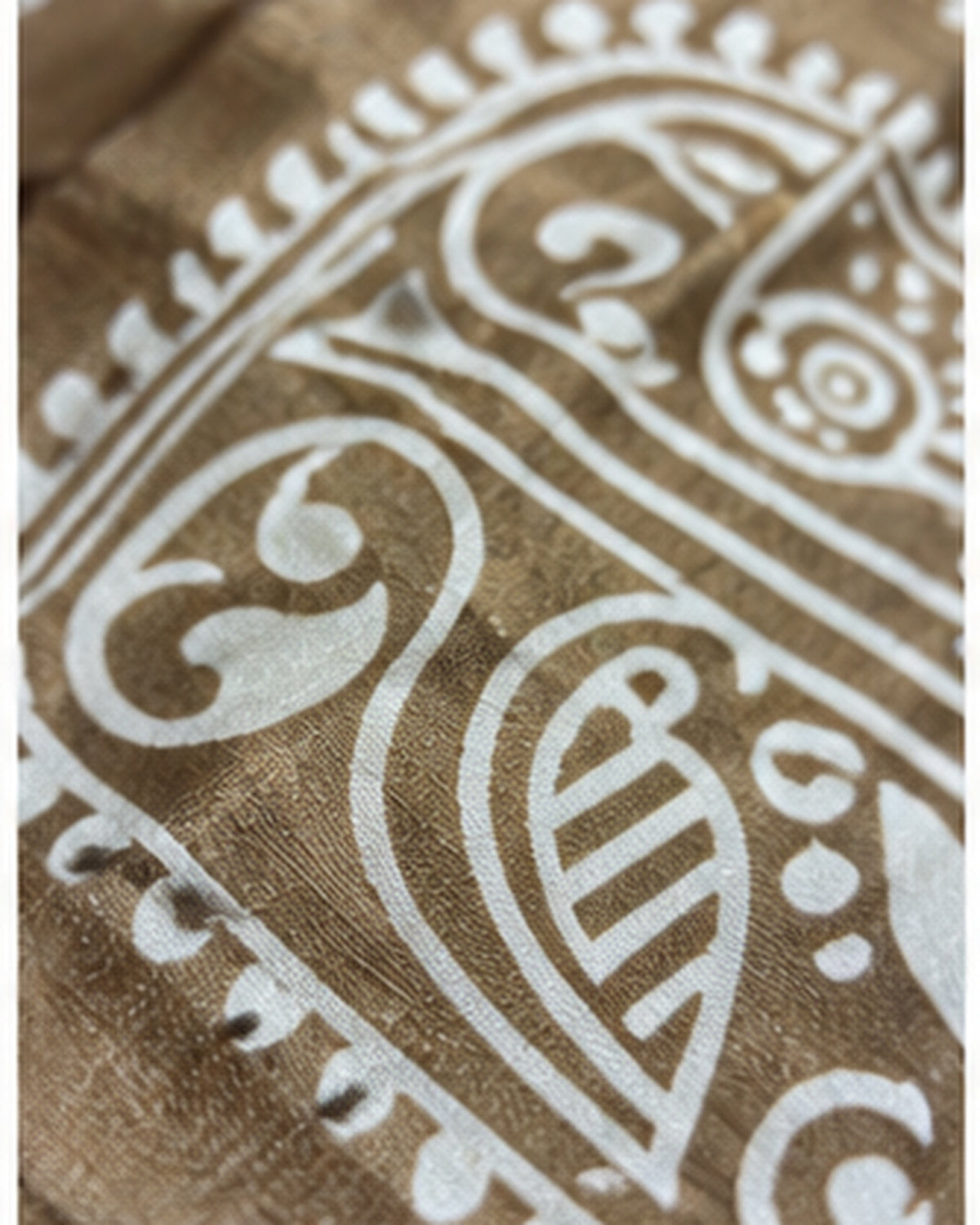 Beige Gold Tussar Silk Saree with Folk Art Motifs