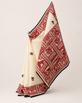 White Madhubani Bengali Saree
