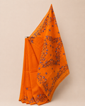 Orange Organdi Stitch Cotton Saree