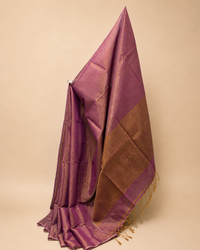 Mauve Purple Linen Tissue Saree with Gold Pallu