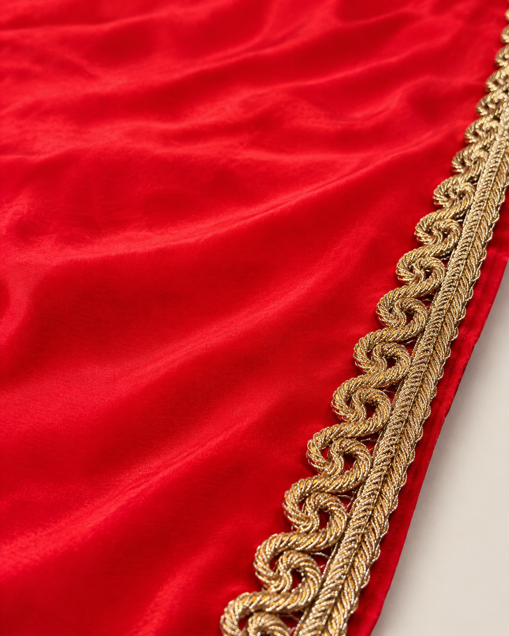 Fiesta Red Crepe Saree Crepe Saree with Gold Zari Border
