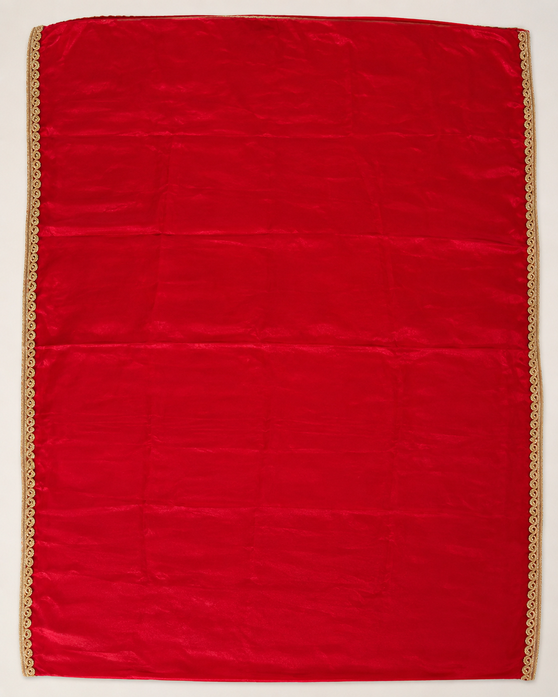 Deep Crimson Crepe Saree with Gold Zari Border