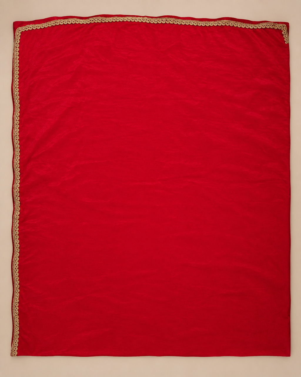 Deep Crimson Crepe Saree with Gold Zari Border