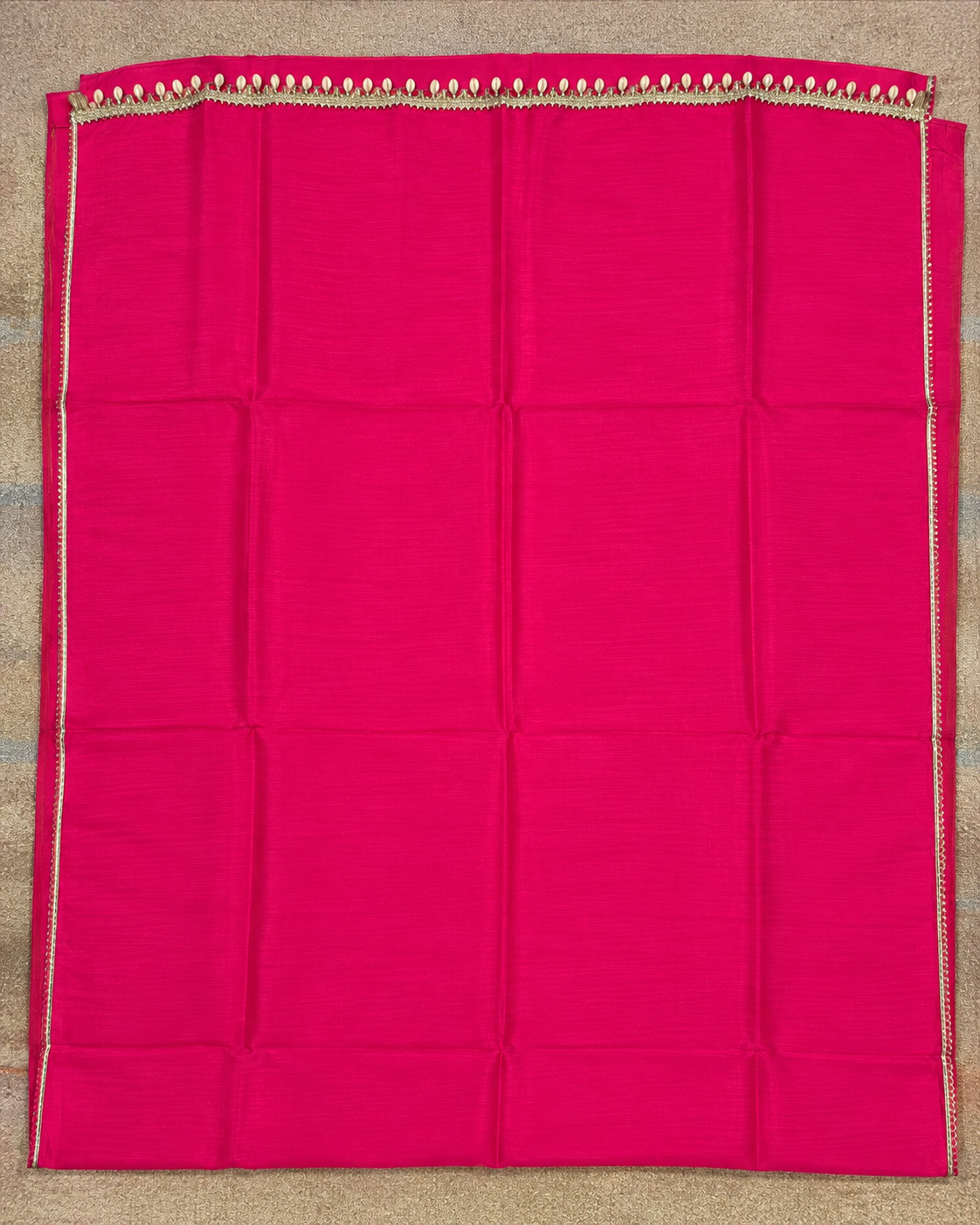 Bright Fuchsia Saree with Gotta & Cowrie Shell Lace