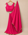 Bright Fuchsia Saree with Golden Lace