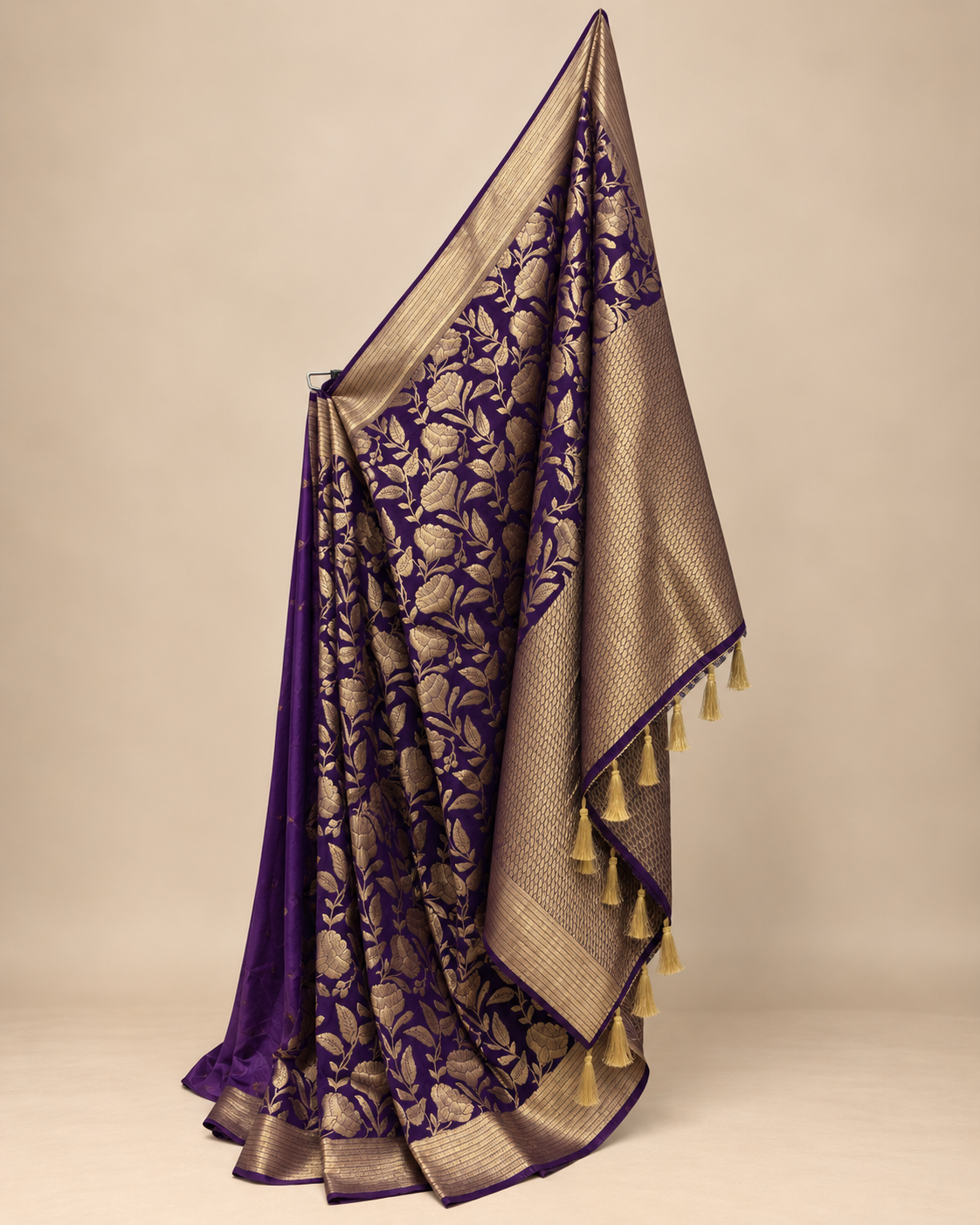 Purple Crepe Silk Saree