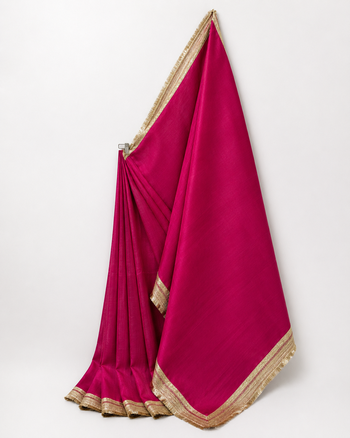 Magenta Saree with Broad Golden Lace