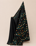 Black Organdi Stitch Cotton Saree