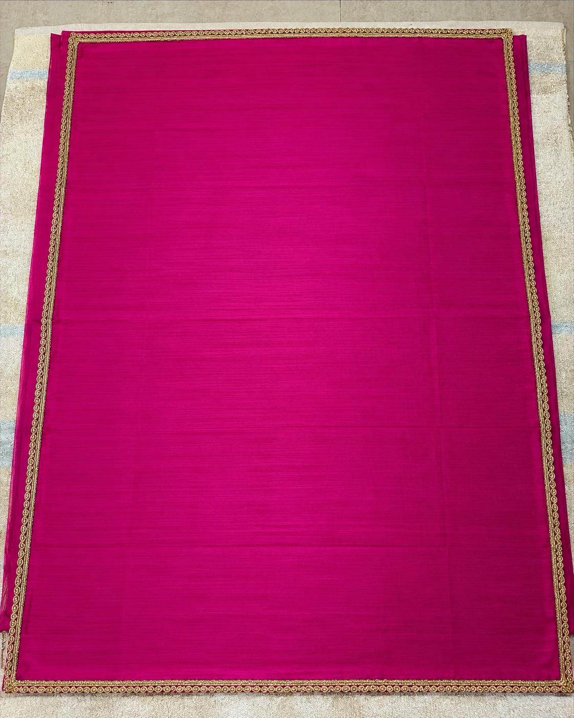 Magenta Saree with Golden Designer Lace