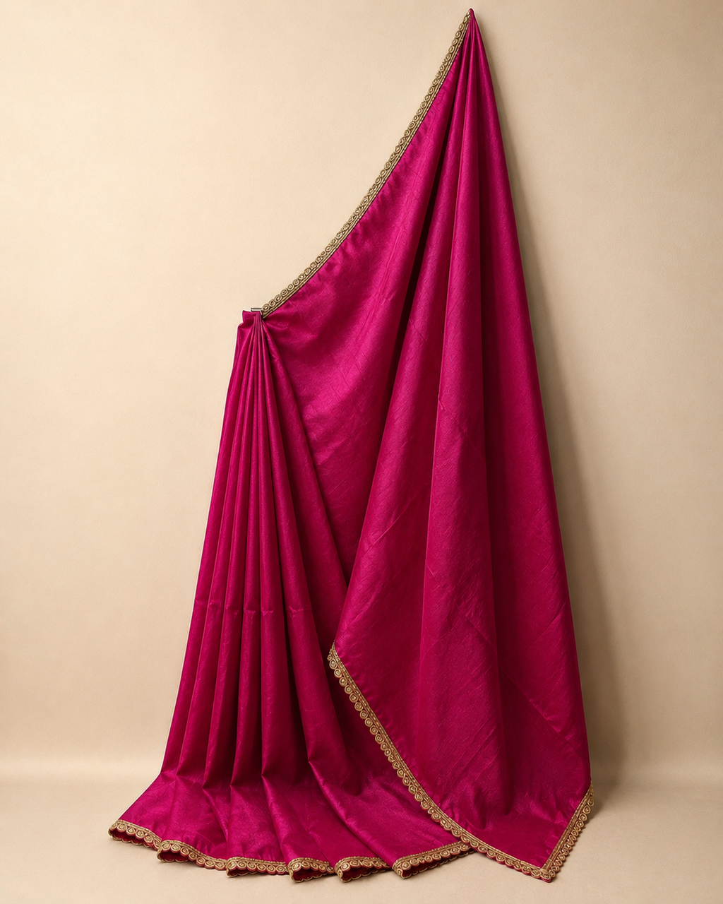 Magenta Saree with Golden Designer Lace