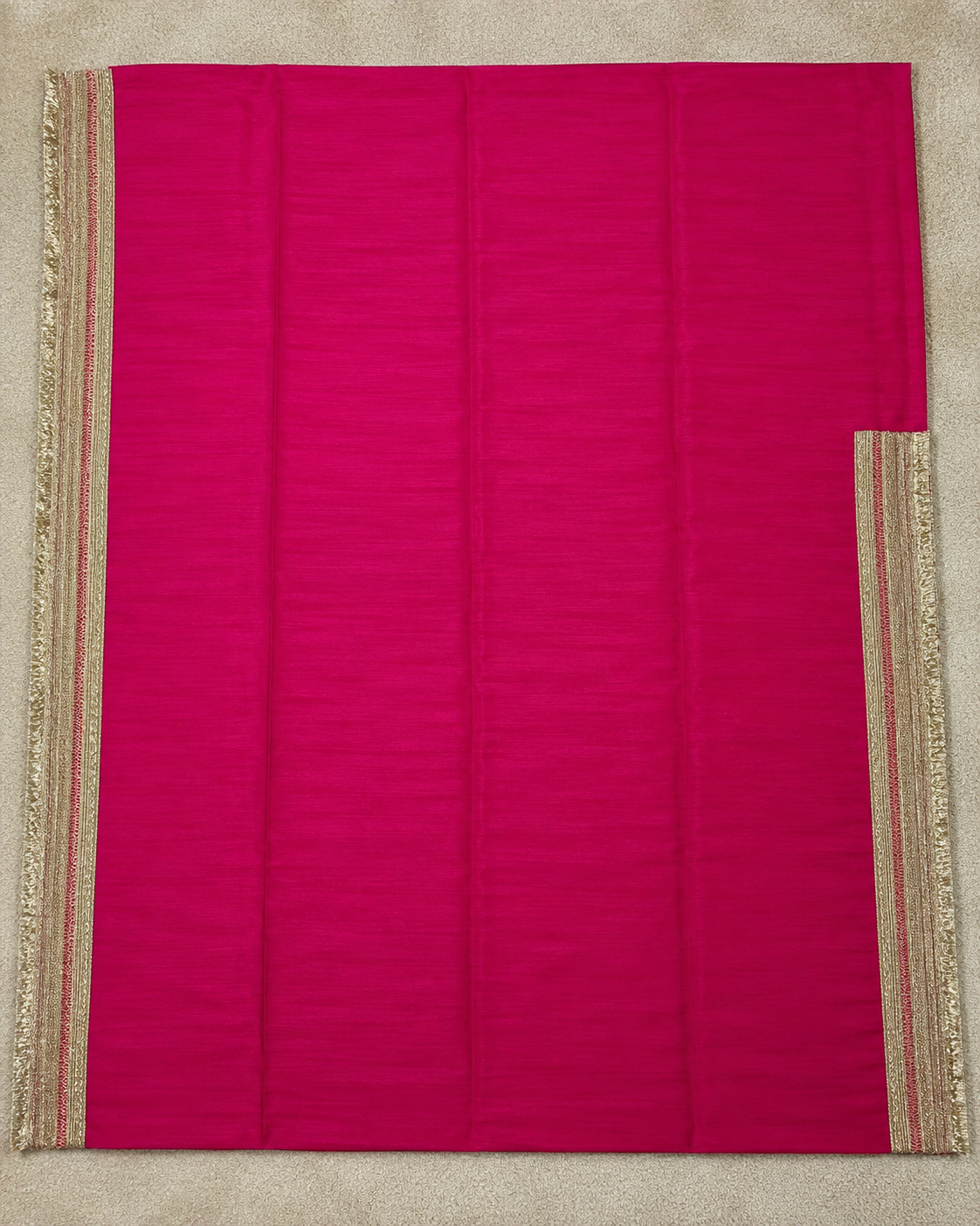 Bright Fuchsia Saree with Broad Golden Lace