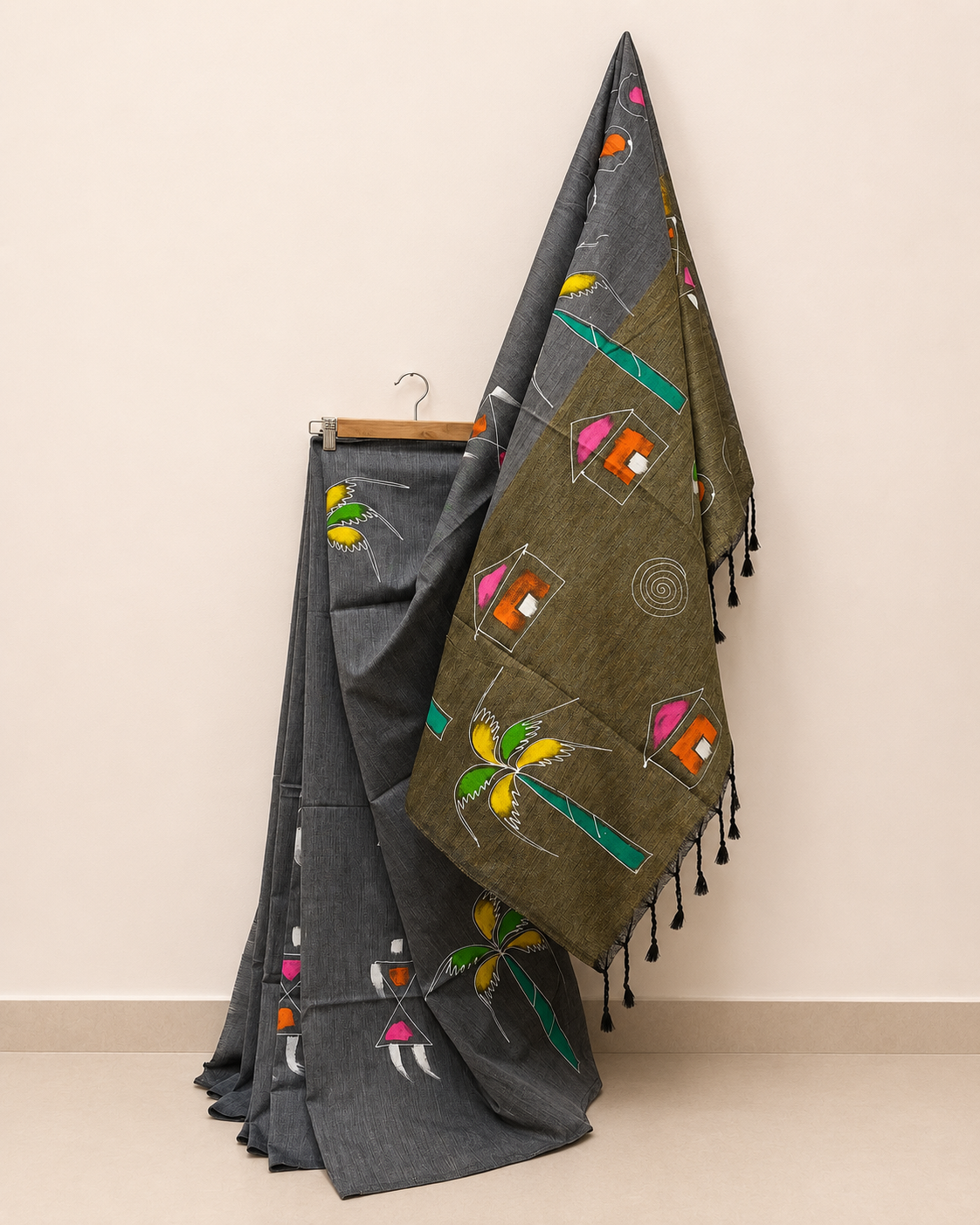 Ash Color Khadi Saree