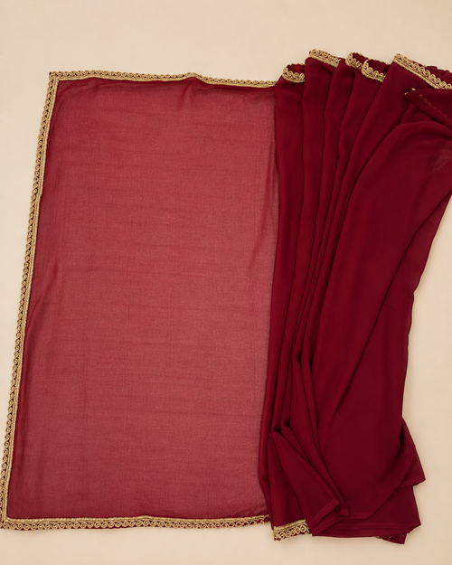 Maroon Georgette Saree with Golden Border