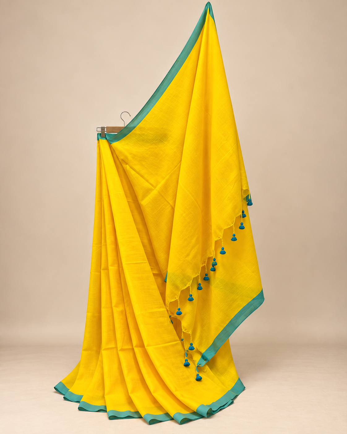 Yellow Khadi with Blue Border