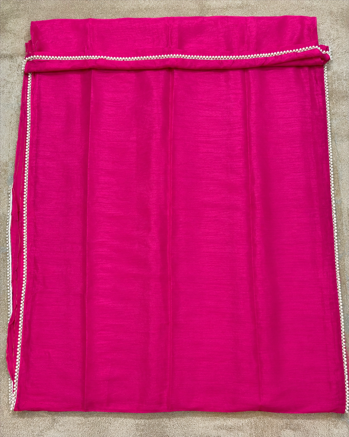 Bright Fuchsia Pearl Lace Saree